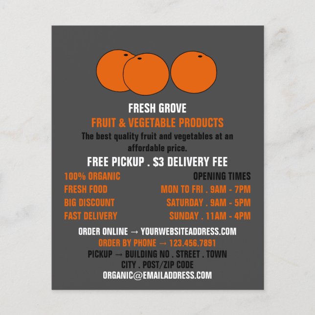 Oranges, Greengrocers Advertising Flyer (Front)