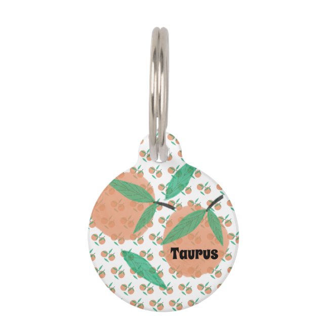 Oranges Leaf Hand Drawn Pattern  Pet Tag (Front)