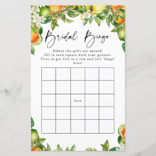 Oranges Lemon Citrus Bridal Bingo Game