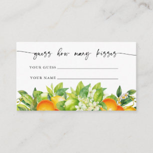 Oranges Lemon Citrus Bridal Shower how many kisses Enclosure Card