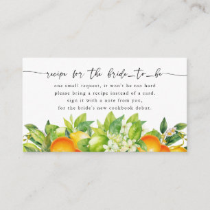 Oranges Lemon Citrus Bridal Shower Recipe Request Enclosure Card