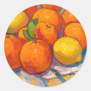 Oranges Lemons Still Life Classic Round Sticker
