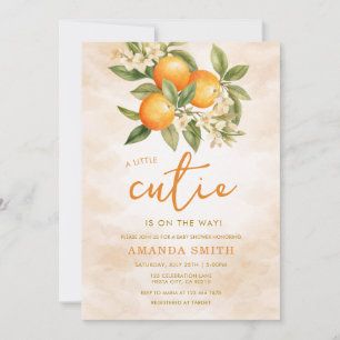Oranges Little Cutie On The Way Baby Shower Invitation