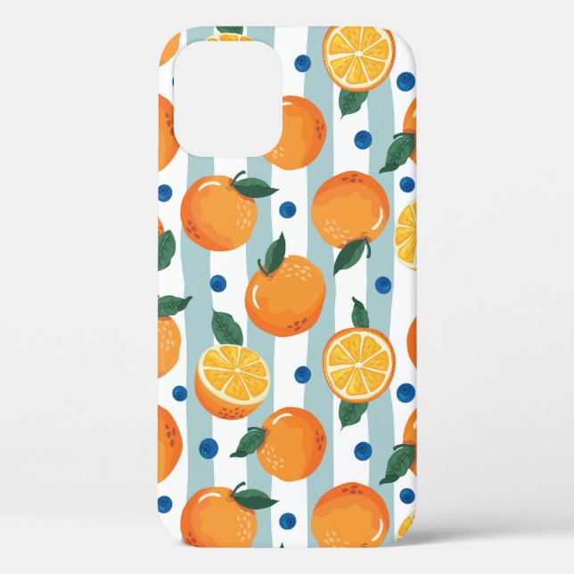 Oranges on striped background, summer pattern. Case-Mate iPhone case (Back)