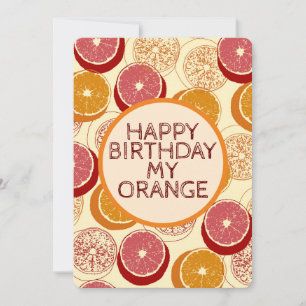 Oranges Pattern Birthday Card 
