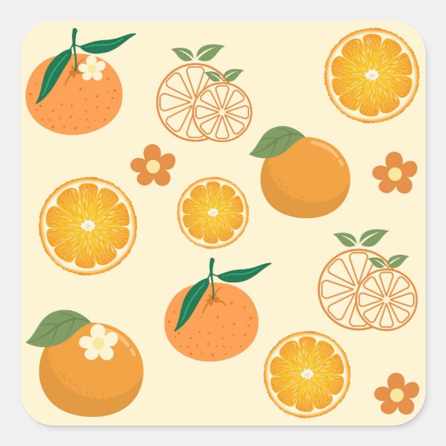 Oranges Pattern Square Sticker (Front)