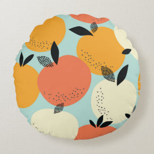 Oranges Pattern: Vibrant Seamless Design. Round Cushion