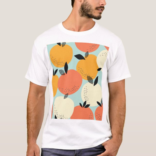 Oranges Pattern: Vibrant Seamless Design. T-Shirt (Front)