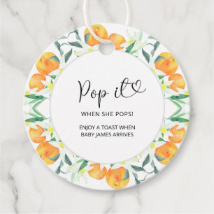 Oranges Pop it when she pops baby shower Favour Tags