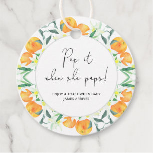 Oranges Pop it when she pops baby shower Favour Tags