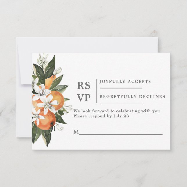 Oranges RSVP wedding insert card (Front)