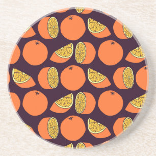 Oranges seamless pattern, vintage texture. coaster