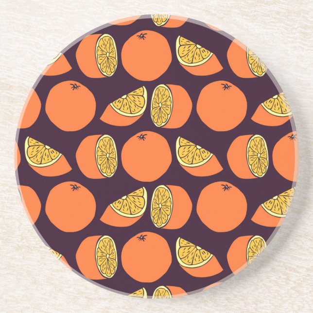 Oranges seamless pattern, vintage texture. coaster (Front)