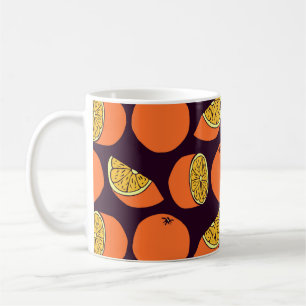 Oranges seamless pattern, vintage texture. coffee mug