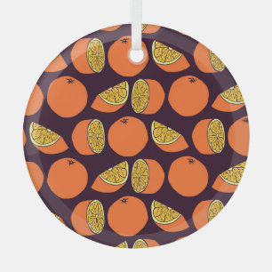 Oranges seamless pattern, vintage texture. glass tree decoration