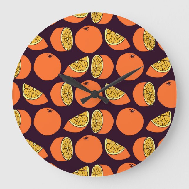 Oranges seamless pattern, vintage texture. large clock (Front)
