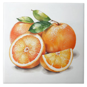 Oranges Sliced and Whole Tile