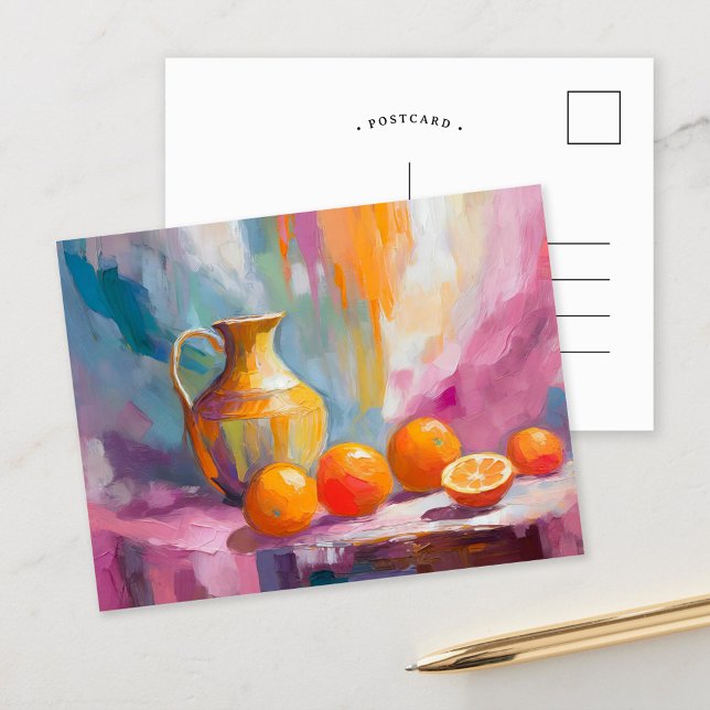 Oranges Still Life Modern Impressionist Art Postcard (Creator Uploaded)