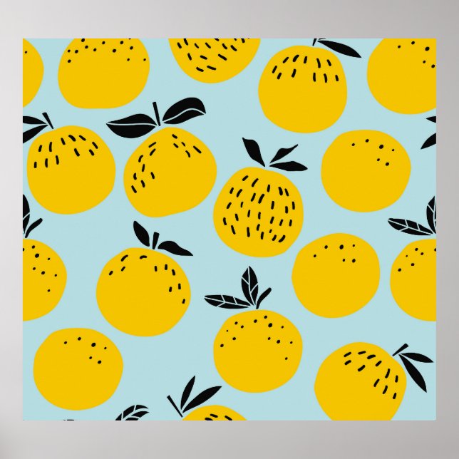 Oranges Summer: Fruitful Vintage Pattern Poster (Front)