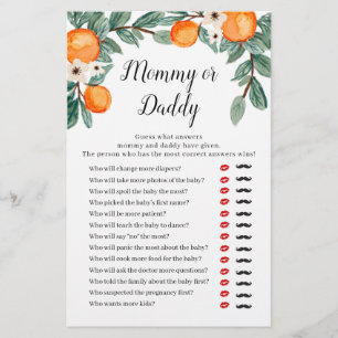 Oranges Twin Baby Shower Mummy or Daddy Game