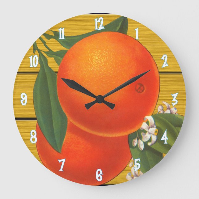 Oranges Vintage Crate Art Wall Clock (Front)