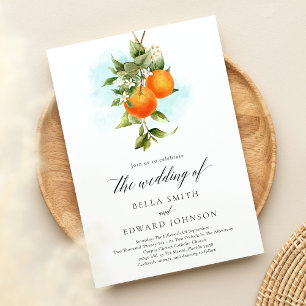 Oranges Watercolor Boho Wedding Invitation