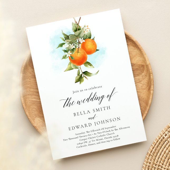 Oranges Watercolor Boho Wedding Invitation (Creator Uploaded)