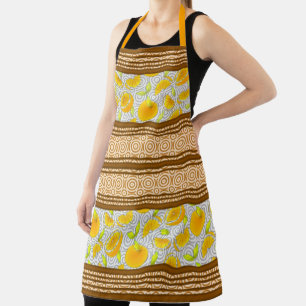 Oranges Watercolor Stripes and Circles Apron