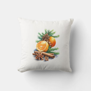 Oranges with Cloves and Cinnamon Next to Fir Leave Cushion