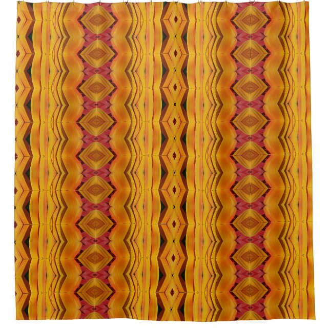 Orangey Ikat Shower Curtain (Front)