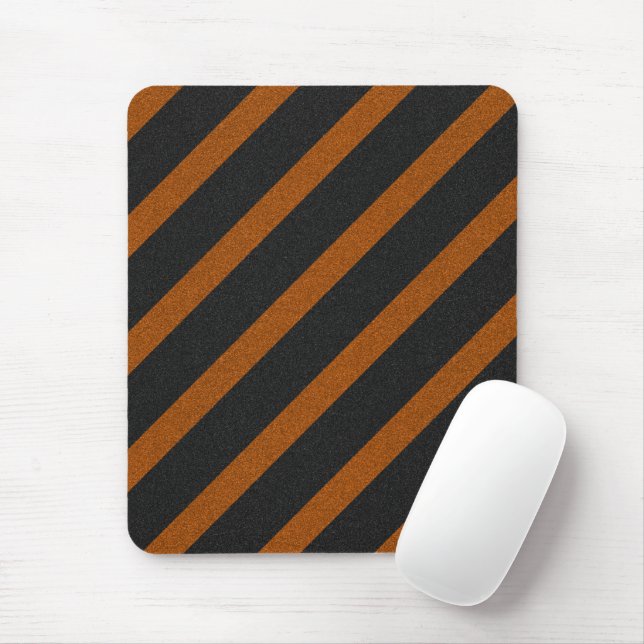 Orangle & Black Stripes Glitter Mouse Pad (With Mouse)