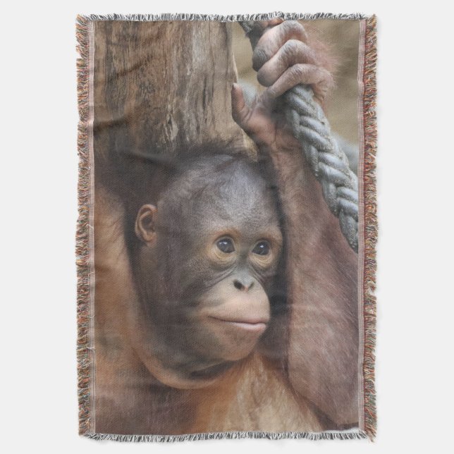OrangUtan 002 Throw Blanket (Front Vertical)