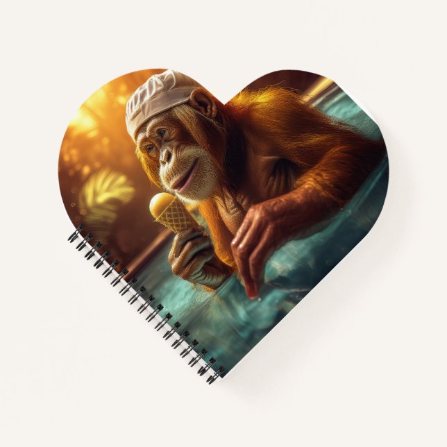 Orangutan At The Pool With Ice Cream Cone  Notebook (Front)