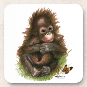 Orangutan Baby and Butterfly Coaster