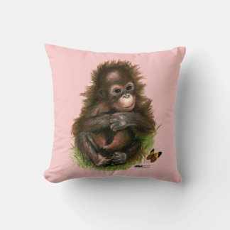 Orangutan Baby and Butterfly Cushion