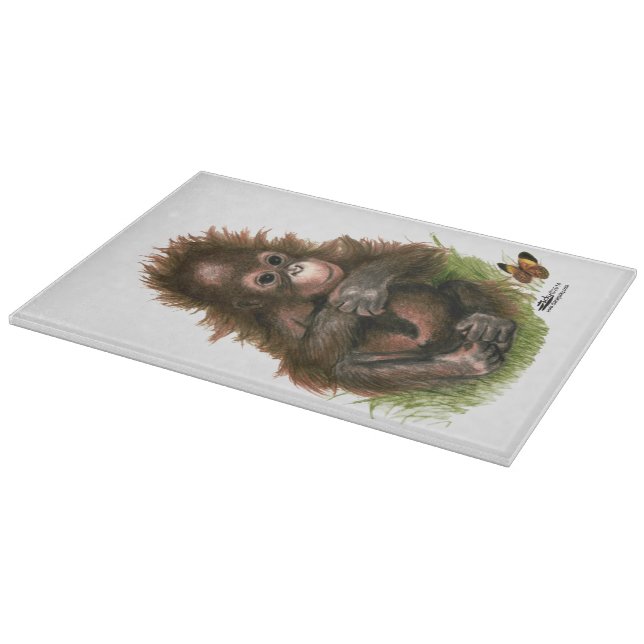 Orangutan Baby and Butterfly Cutting Board (Corner)