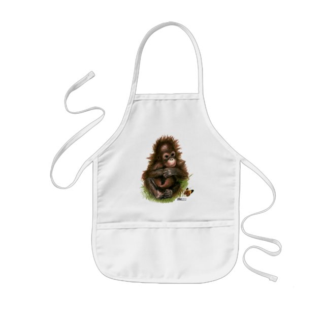 Orangutan Baby and Butterfly Kids Apron (Front)
