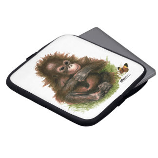 Orangutan Baby and Butterfly Laptop Sleeve