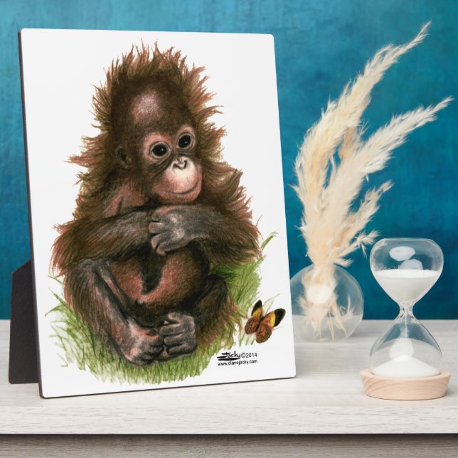 Orangutan Baby and Butterfly Plaque (Side)