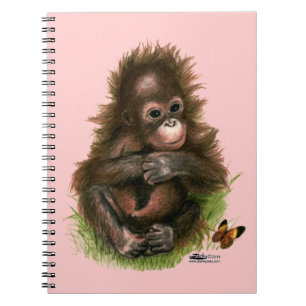 Orangutan Baby and Butterfly Spiral Notebook