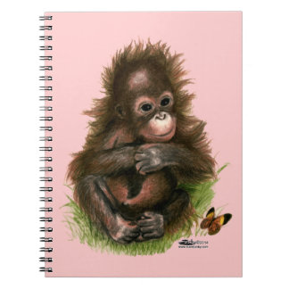 Orangutan Baby and Butterfly Spiral Notebook