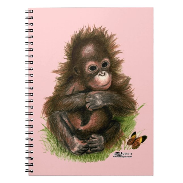 Orangutan Baby and Butterfly Spiral Notebook (Front)