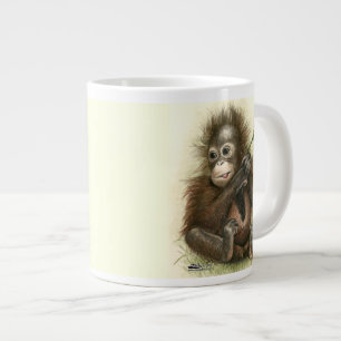 Orangutan Baby With Leaves Large Coffee Mug