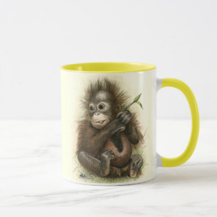 Orangutan Baby With Leaves Mug