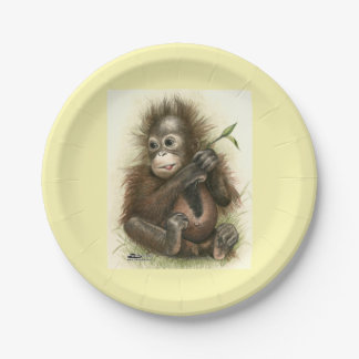 Orangutan Baby With Leaves Paper Plate