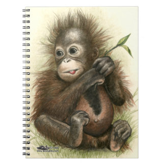 Orangutan Baby With Leaves Spiral Notebook