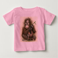 Orangutan Baby With Leaves