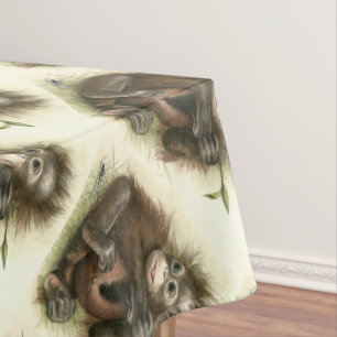 Orangutan Baby With Leaves Tablecloth
