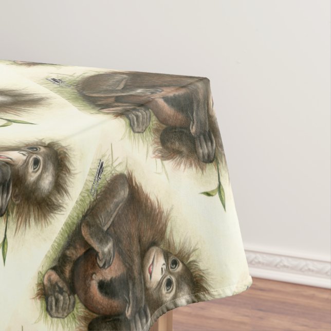 Orangutan Baby With Leaves Tablecloth (In Situ)