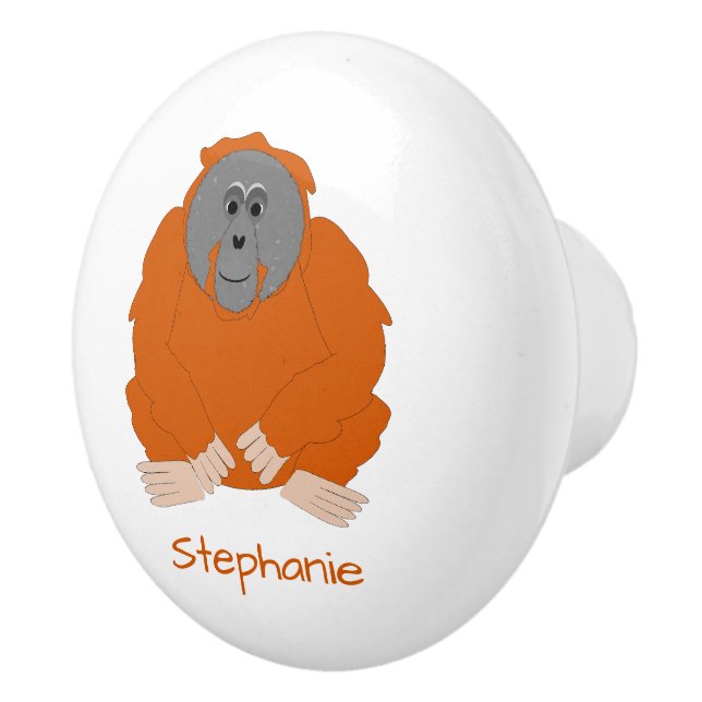 Orangutan Design Personalised Ceramic Knob (Right)